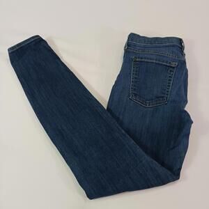 7 For all Mankind Women's Blue Cotton Blend The Skinny Jeans Size 27 (28×30)